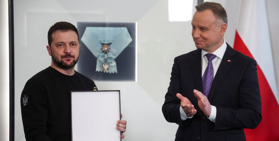 фото з Володимиром Зеленським, який отримав Орден  Білого Орла від Анджея Дуди