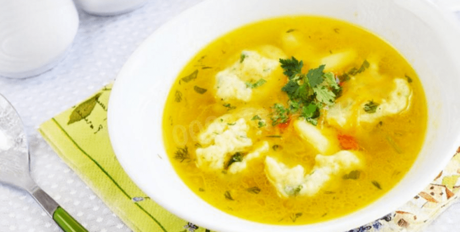 Суп с клецками Суп с клецками, куриный суп с клецками, суп рецепт