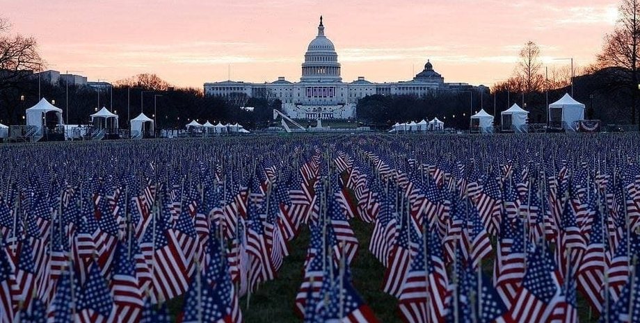 капитолий, конгресс, флаги, сша, инаугурация, байден, флажки
