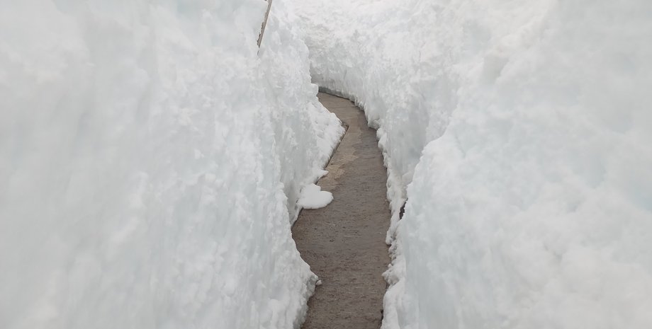 Академик Вернадский, станция, снегопад, полярники