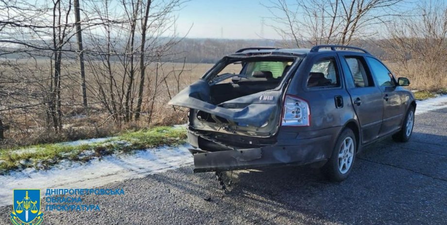 Машина, автомобиль, обстрел, Никополь, Днепропетровская область, война в Украине, фото