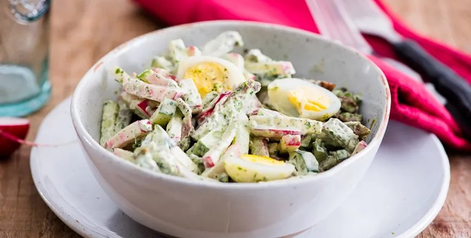 Весняний салат із редиски, салат із редиски, салати з яйцями, смачні салати