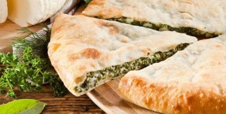 Кавказский пирог с сыром и зеленью, пирог с сыром, простой пирог