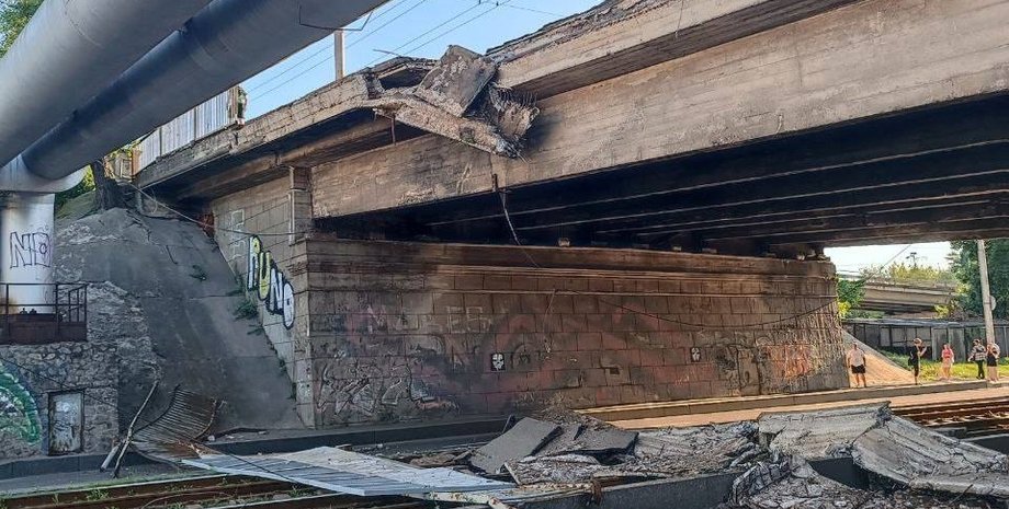 Воздухофлотский путепровод, Воздухофлотский мост, обвал, киев, мост на жилянский