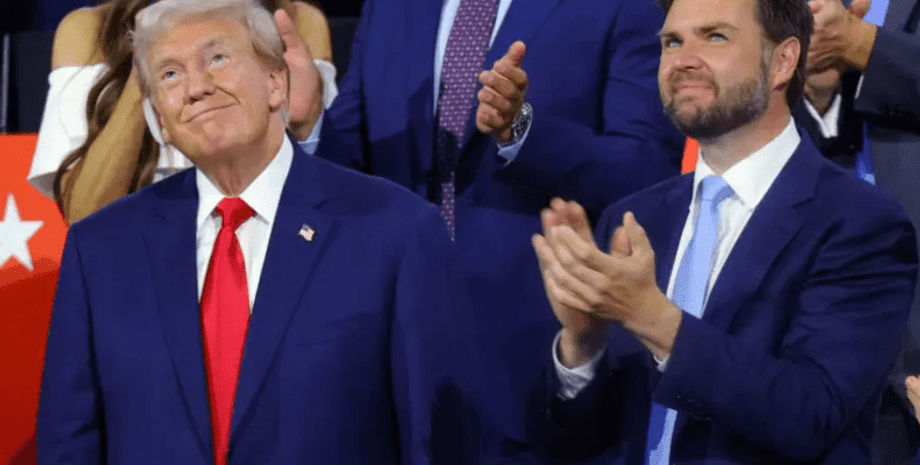 Джей Ди Вэнс и Дональд Трамп аплодируют в США