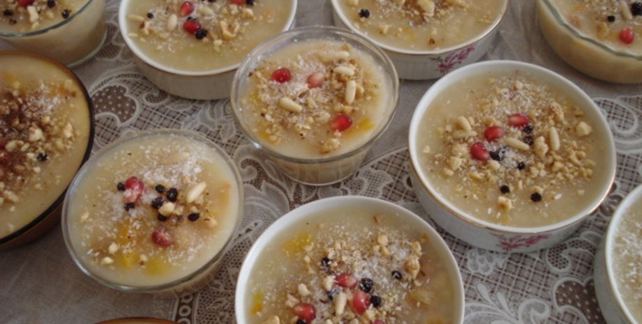 Ашуре, десерт, история, Библия, Ной, ковчег, Арарат, Ближний Восток, пшеница, фасоль, нут, орехи, фрукты, специи, корица, рецепт, блюдо, еда, праздник, христианство, иудаизм