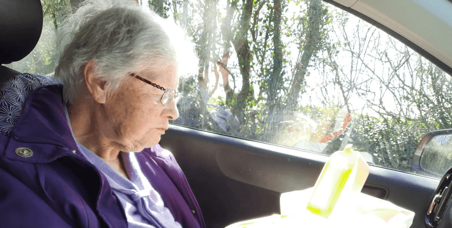 Жінка, їжа, автомобіль, пенсіонерка, дорога,