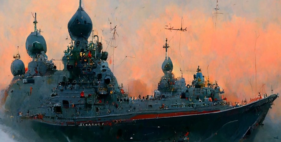 Midjourney, Midjourney фото, Midjourney картина, російський військовий корабель Midjourney