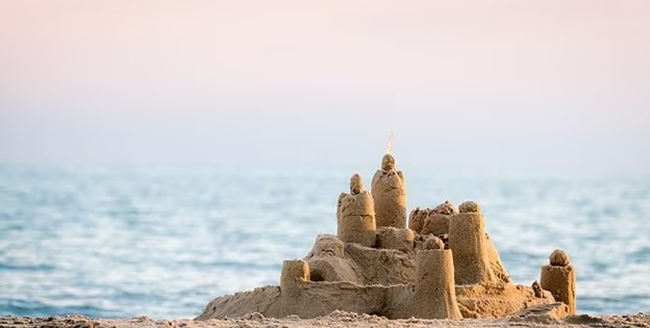 пляж, пісок, замок із піску