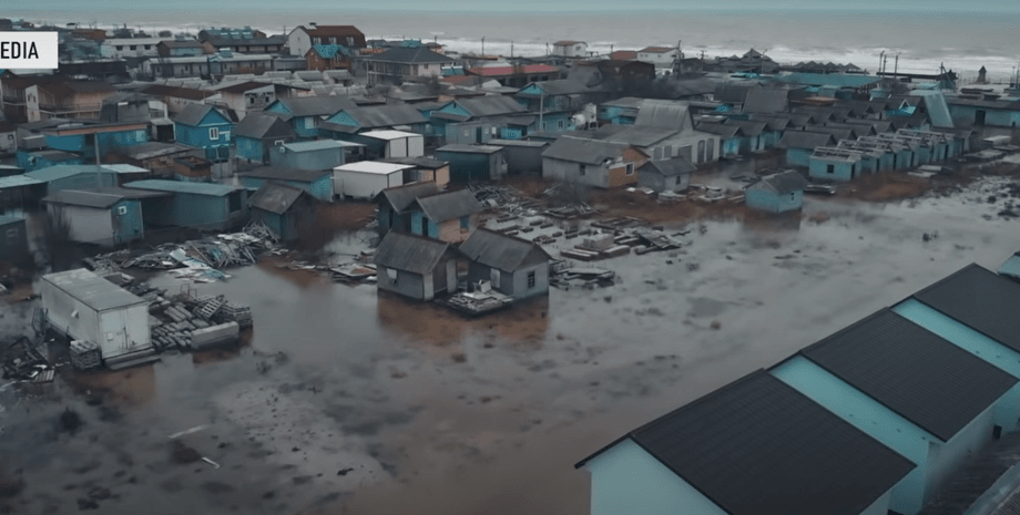 Кирилловку затопило из-за шторма, наводнение, шторм, Запорожская область, Азовское море