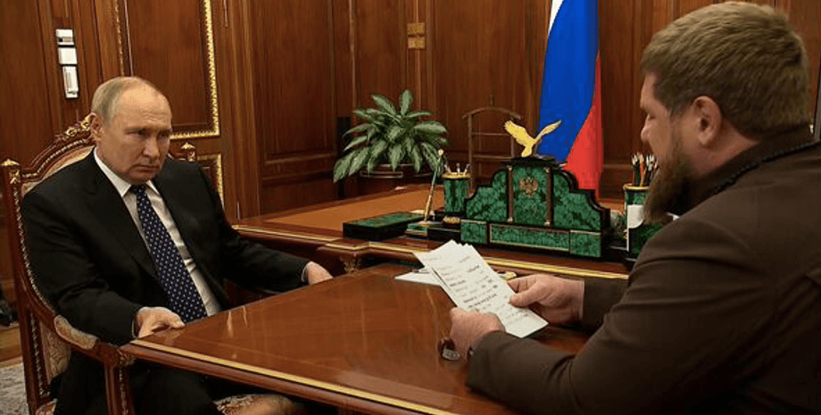 Владимир Путин и Рамзан Кадыров, путин стол