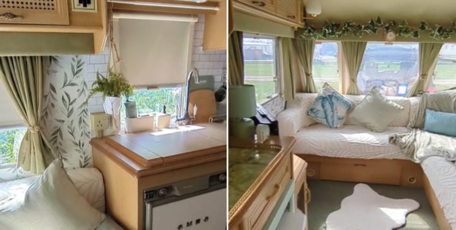 Супруги сделали из старого фургона роскошную комнатку для двоих, крошечные квартиры, бюджетное жилье