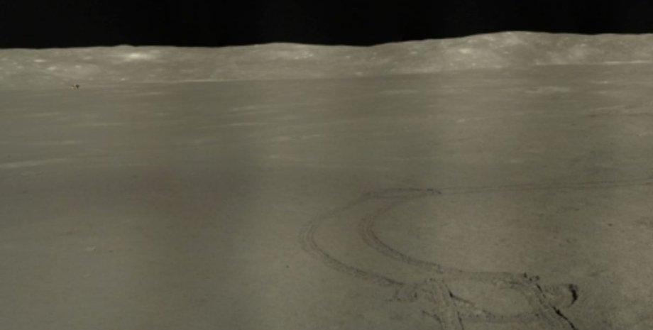 обратная сторона, Луна, след лунохода, фото
