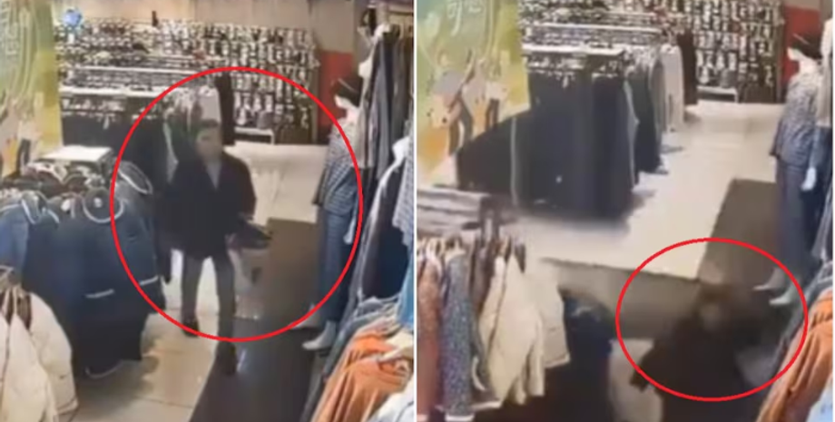 Обвал в китайском торговом центре, женщина провалилась сквозь пол в пустоту. строительные работы, курьезы, видео