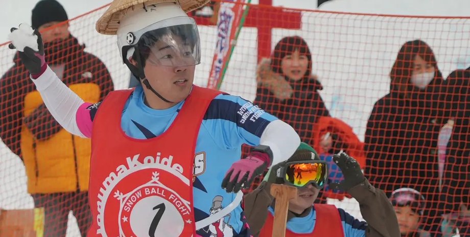 японец, снежка, спорт