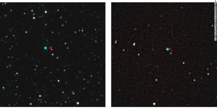 Слева Проксима Центавра, а справа - Вольф 359. На фото справа вид с Земли, а слева с New Horizons.