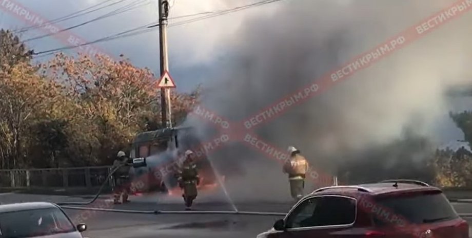 крым, маршрутка, пожар