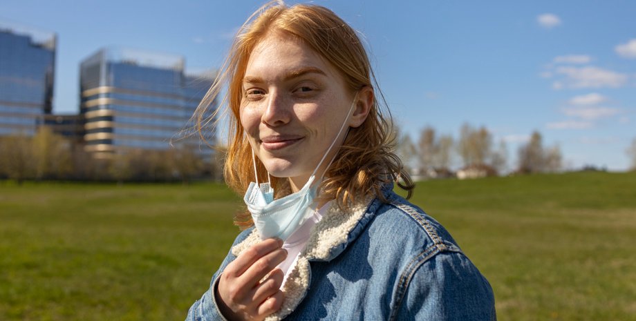 женщина, маска, улыбка