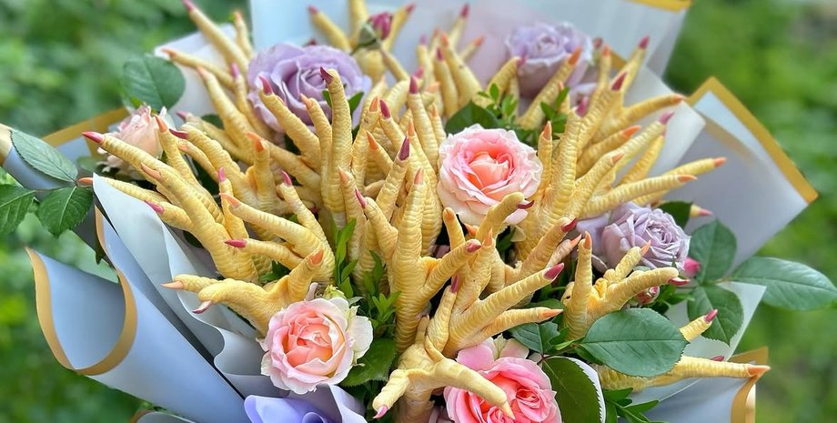 Дніпро, їстівні букети, їстівний букет, букет з курячих лапок, курячі лапки, букет з курячими лапками, букет на подарунок, оригінальний подарунок, неординарний подарунок