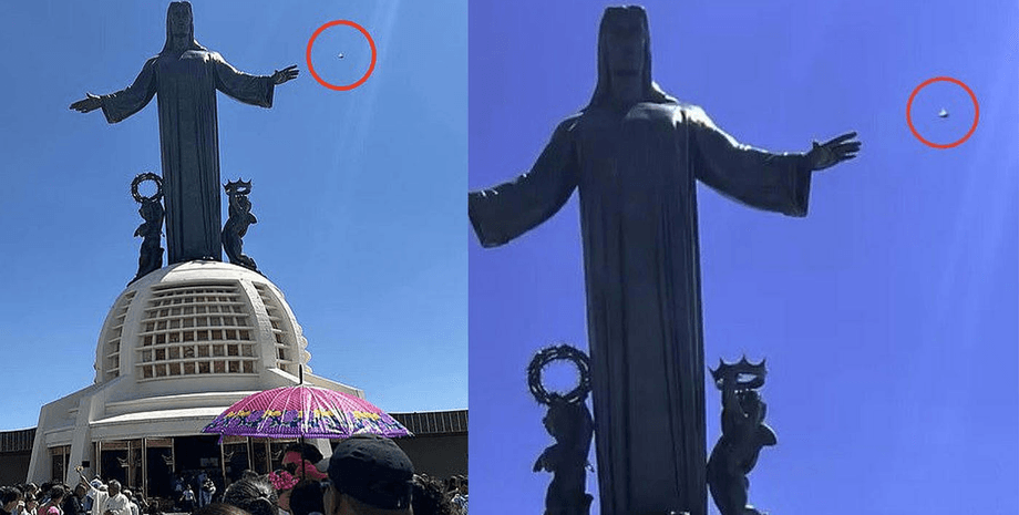 НЛО в Мексиці, схожий на планету НЛО, статуя Христа, статуя Христа в Мексиці, пам'ятка, помітили НЛО, феномен у небі,