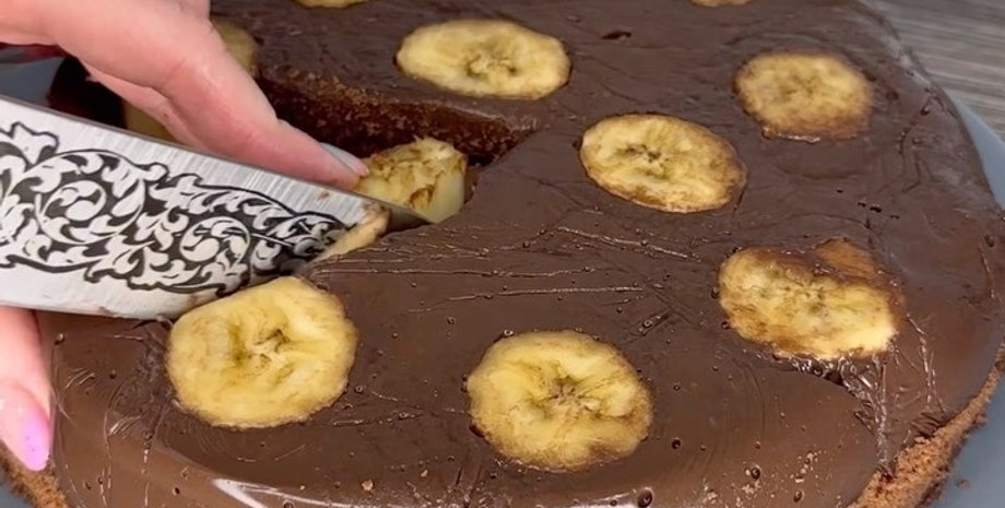 торт без выпечки, торт три банана, торт с бананами