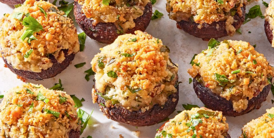 Запеченные шампиньоны с рисом Запеченные шампиньоны с рисом, шампиньоны, грибы рецепт