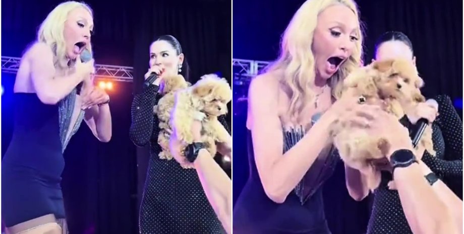 Полякова отримує собаку в подарунок