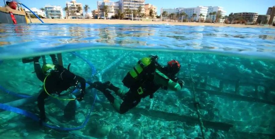 дайверы, вода, пляж, артефакты, фото
