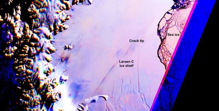 Разлом в леднике Ларсена / Фото: NASA