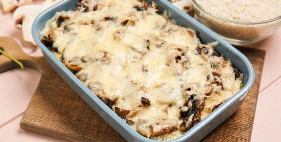 запеканка с рисом и грибами