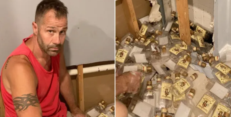 Знахідка в стіні підвалу, курйози, фото, пусті пляшки рому, дивні історії, подружжя з США