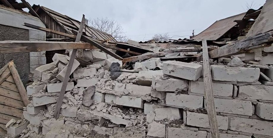 Разрушения, обстрел, атака, Чернобаевка, Херсонская область, война в Украине