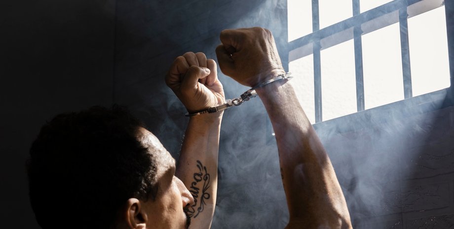 Тюрьма, заключенный, наручники, решетка, дроны, фото