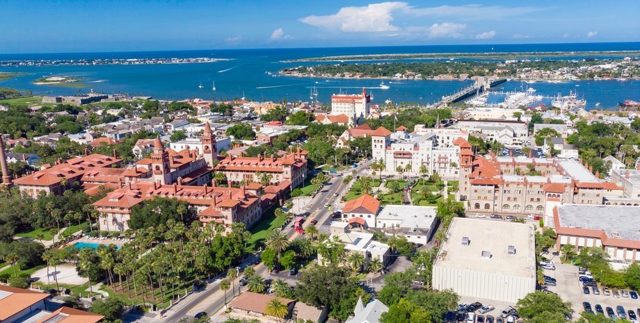 история, США, город, Сент-Огастин, колония, Флорида, Англия, Испания, Франция, поселение, высадка, Роанок, Джеймстаун, старейший город, Америка