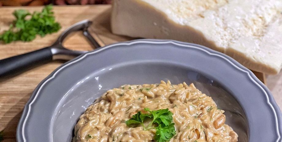 паста орзо, рецепт пасти з вершками, вершкова паста, різотто, різотто з грибами, паста з грибами та вершками