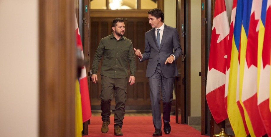 Володимир Зеленський і Джастін Трюдо Володимир Зеленський, Джастін Трюдо, Канада, військова допомога, війна РФ проти України, російське вторгнення