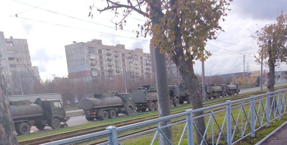 Военная техника ВС РФ, движение, колонна, Донбасс