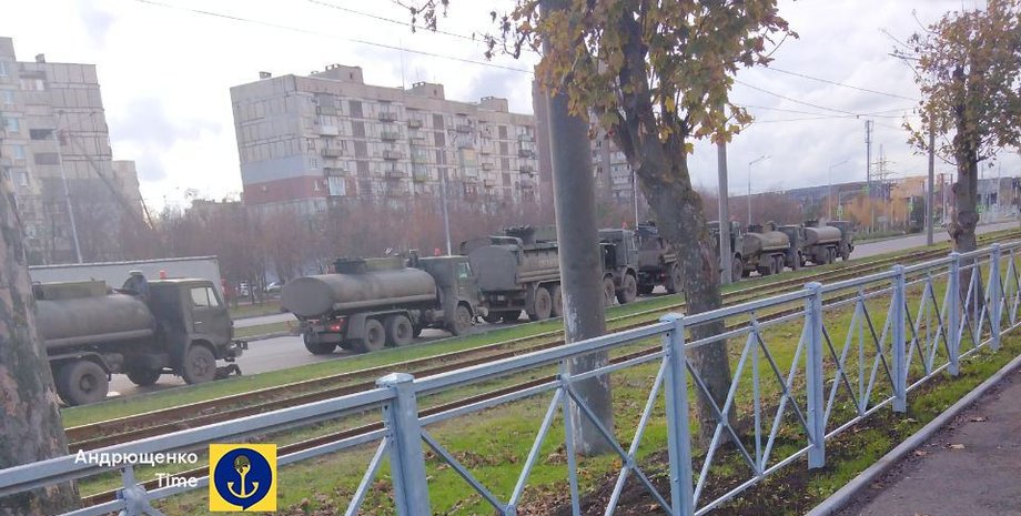 Военная техника ВС РФ, движение, колонна, Донбасс