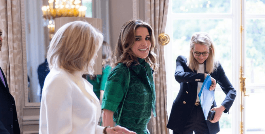 Брижит Макрон и королева Рания, эммануэль макрон, король абдалла, король иордании, королева рания стиль