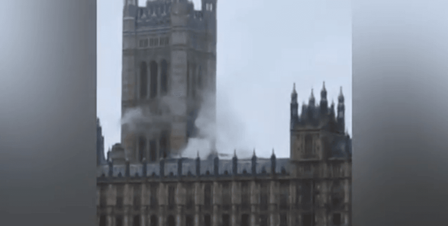 Вестмінстерський палац, лондон, парламент, будівля парламенту, пожежа, дим