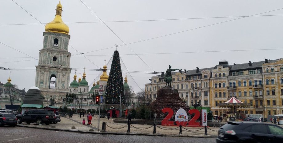 елка, киев, шляпа, звезда, новый год