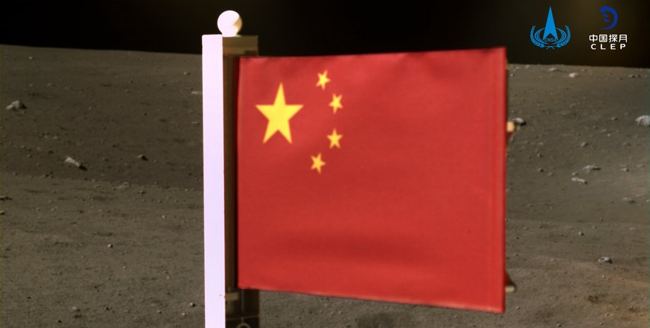 китай, флаг, космос, луна, Changʼe 5