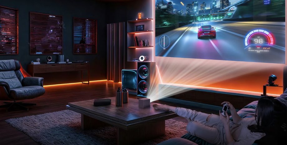 проектор отображает видеоигру