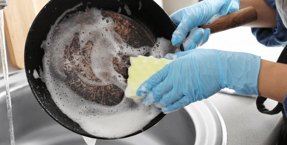 посуда сковорода чистящие средства средства чистки от нагара, простые подручные средства для чистки посуды, сковорода, кастрюля