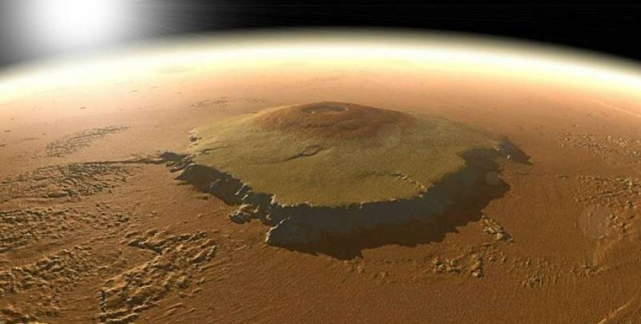 Потухший вулкан Олимп на Марсе. NASA