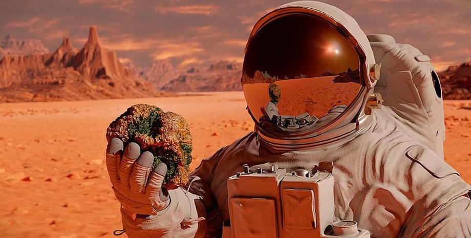 Марс, астронавт на Марсе