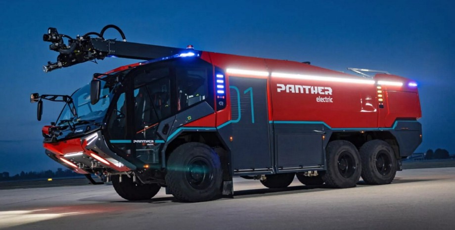 електричне пожежне авто, пожежне авто, пожежний електромобіль, Rosenbauer Panther 6×6 Electric, Rosenbauer Panther