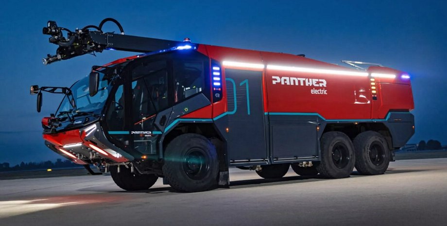электрическое пожарное авто, пожарное авто, пожарный электромобиль, Rosenbauer Panther 6×6 Electric, Rosenbauer Panther