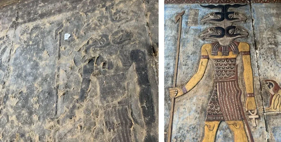 храм, изображение, археологи, реставрация, Египет, очищение, рельеф, бог, божество, луна, небо, верования, звезды, египтяне, космос, вселенная, ночь, день, созвездия, Эсна, Хнум, эпоха, возрождение, архитектура, искусство