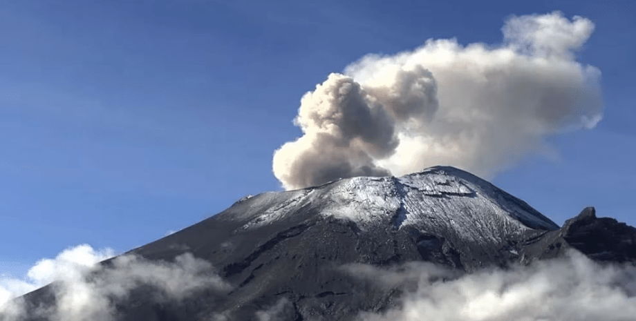 вулкан Попокатепетль, извержение вулкана, Попокатепетль, Попокатепетль Мексика